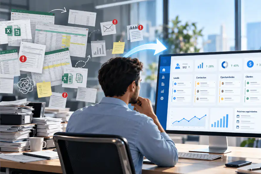 Documentos Excel a panel de control de CRM
